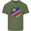 Torn Namibia Flag Namibian Day Football Mens Cotton T-Shirt Tee Top Military Green