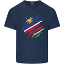Torn Namibia Flag Namibian Day Football Mens Cotton T-Shirt Tee Top Navy Blue