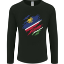 Torn Namibia Flag Namibian Day Football Mens Long Sleeve T-Shirt Black
