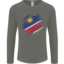 Torn Namibia Flag Namibian Day Football Mens Long Sleeve T-Shirt Charcoal