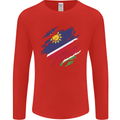 Torn Namibia Flag Namibian Day Football Mens Long Sleeve T-Shirt Red