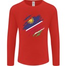 Torn Namibia Flag Namibian Day Football Mens Long Sleeve T-Shirt Red