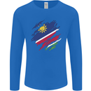 Torn Namibia Flag Namibian Day Football Mens Long Sleeve T-Shirt Royal Blue