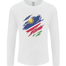 Torn Namibia Flag Namibian Day Football Mens Long Sleeve T-Shirt White