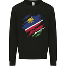 Torn Namibia Flag Namibian Day Football Mens Sweatshirt Jumper Black