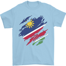 Torn Namibia Flag Namibian Day Football Mens T-Shirt 100% Cotton Light Blue