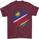 Torn Namibia Flag Namibian Day Football Mens T-Shirt 100% Cotton Maroon