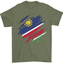 Torn Namibia Flag Namibian Day Football Mens T-Shirt 100% Cotton Military Green