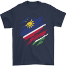 Torn Namibia Flag Namibian Day Football Mens T-Shirt 100% Cotton Navy Blue