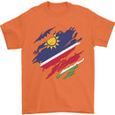 Torn Namibia Flag Namibian Day Football Mens T-Shirt 100% Cotton Orange