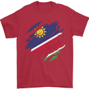 Torn Namibia Flag Namibian Day Football Mens T-Shirt 100% Cotton Red