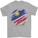 Torn Namibia Flag Namibian Day Football Mens T-Shirt 100% Cotton Sports Grey