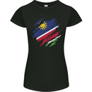 Torn Namibia Flag Namibian Day Football Womens Petite Cut T-Shirt Black
