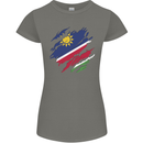 Torn Namibia Flag Namibian Day Football Womens Petite Cut T-Shirt Charcoal