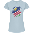 Torn Namibia Flag Namibian Day Football Womens Petite Cut T-Shirt Light Blue