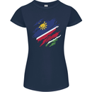 Torn Namibia Flag Namibian Day Football Womens Petite Cut T-Shirt Navy Blue
