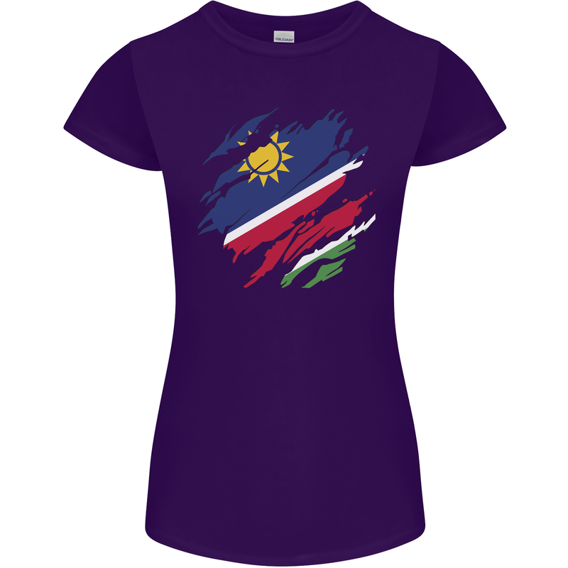 Torn Namibia Flag Namibian Day Football Womens Petite Cut T-Shirt Purple
