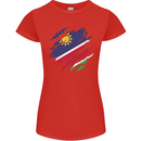 Torn Namibia Flag Namibian Day Football Womens Petite Cut T-Shirt Red