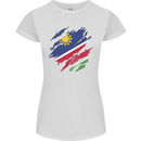 Torn Namibia Flag Namibian Day Football Womens Petite Cut T-Shirt White