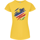 Torn Namibia Flag Namibian Day Football Womens Petite Cut T-Shirt Yellow