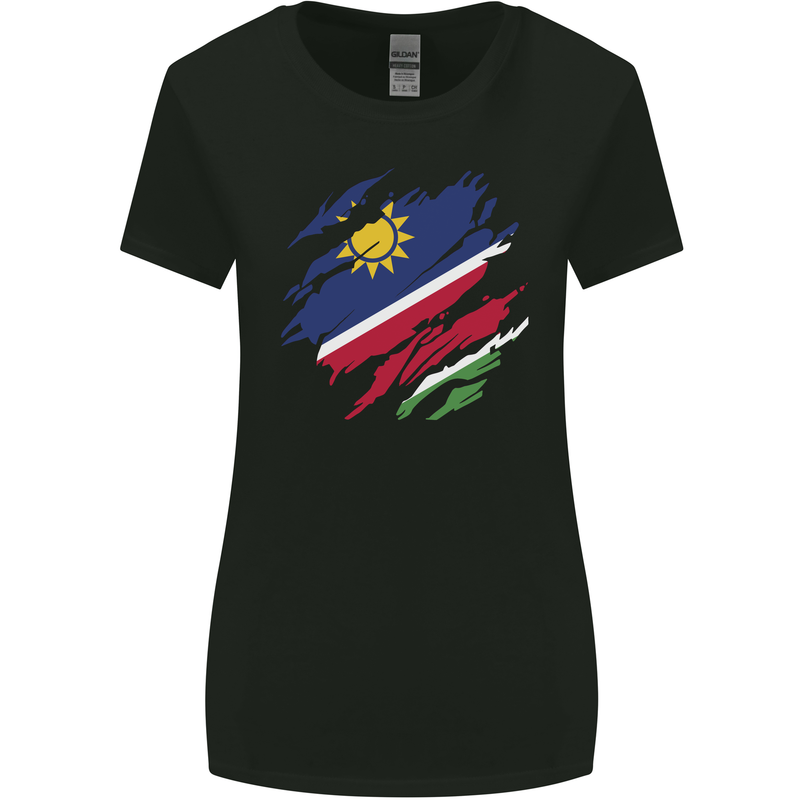 Torn Namibia Flag Namibian Day Football Womens Wider Cut T-Shirt Black