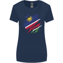 Torn Namibia Flag Namibian Day Football Womens Wider Cut T-Shirt Navy Blue