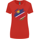 Torn Namibia Flag Namibian Day Football Womens Wider Cut T-Shirt Red