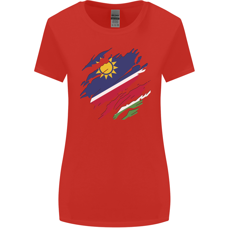 Torn Namibia Flag Namibian Day Football Womens Wider Cut T-Shirt Red