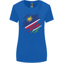Torn Namibia Flag Namibian Day Football Womens Wider Cut T-Shirt Royal Blue
