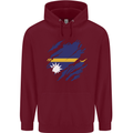 Torn Nauru Flag Nauruan Day Football Childrens Kids Hoodie Maroon