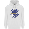 Torn Nauru Flag Nauruan Day Football Childrens Kids Hoodie White