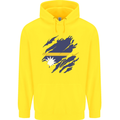 Torn Nauru Flag Nauruan Day Football Childrens Kids Hoodie Yellow