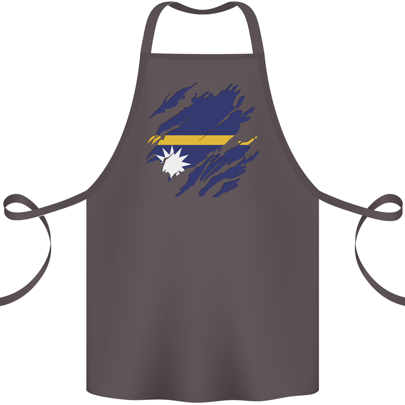 Torn Nauru Flag Nauruan Day Football Cotton Apron 100% Organic Dark Grey