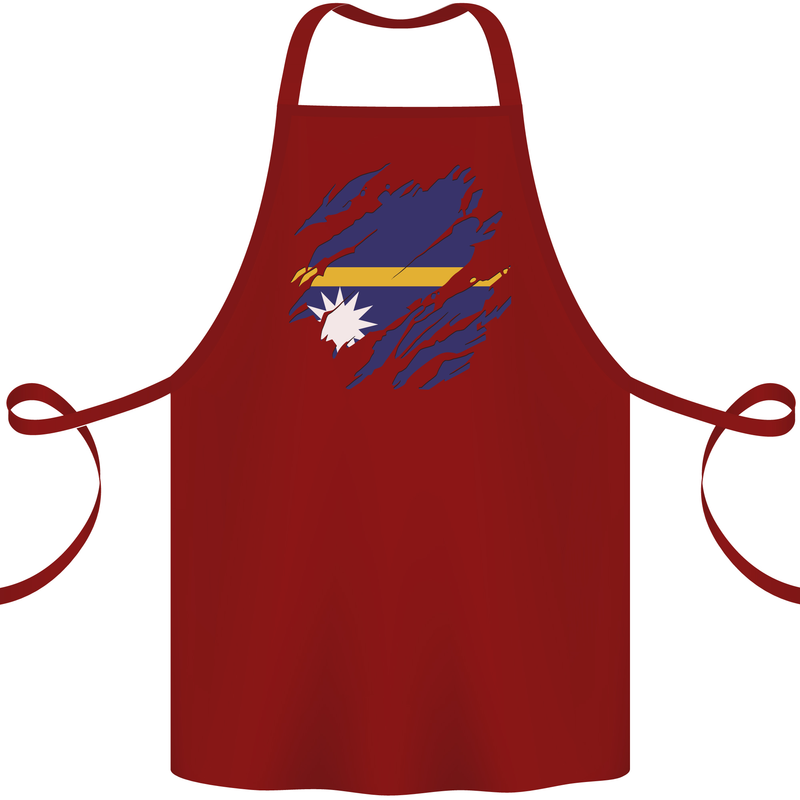 Torn Nauru Flag Nauruan Day Football Cotton Apron 100% Organic Maroon