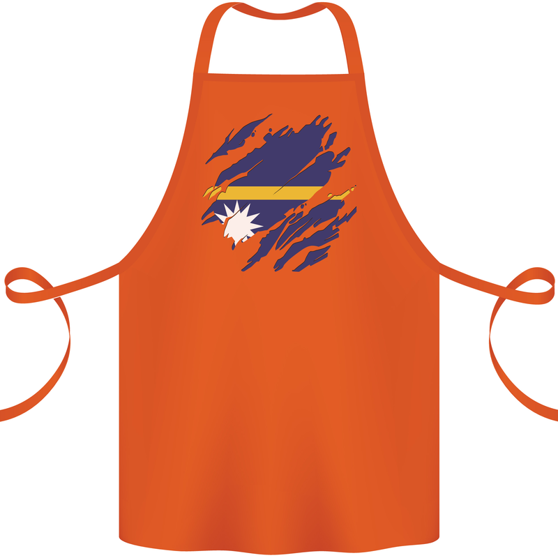 Torn Nauru Flag Nauruan Day Football Cotton Apron 100% Organic Orange