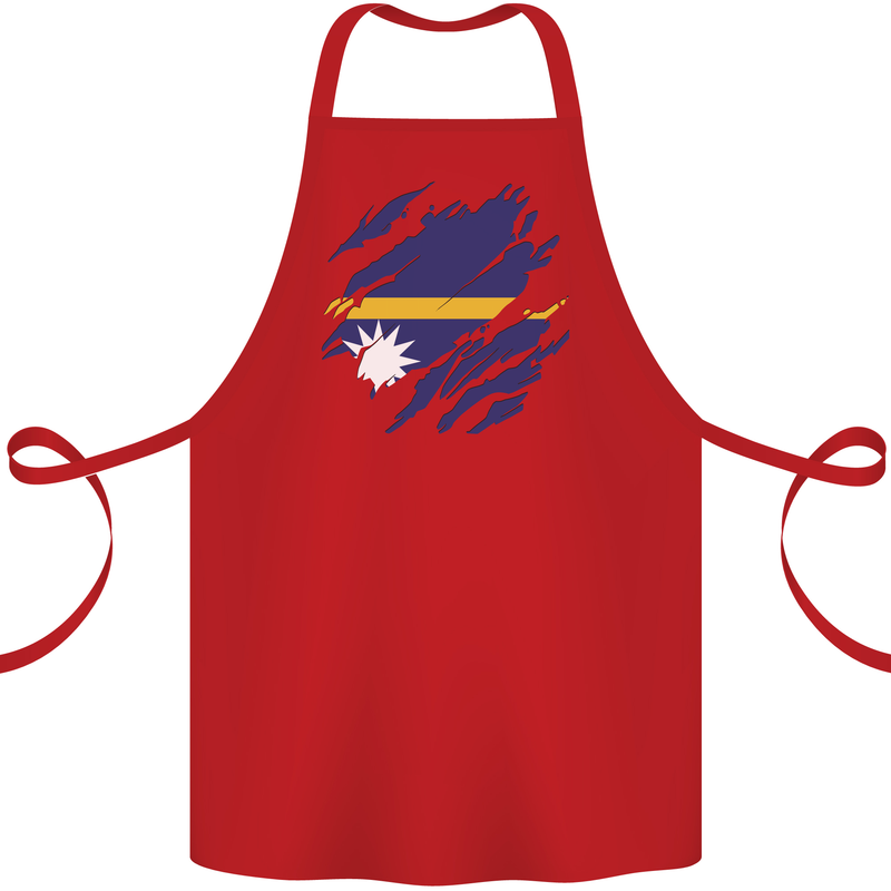 Torn Nauru Flag Nauruan Day Football Cotton Apron 100% Organic Red