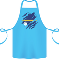 Torn Nauru Flag Nauruan Day Football Cotton Apron 100% Organic Turquoise