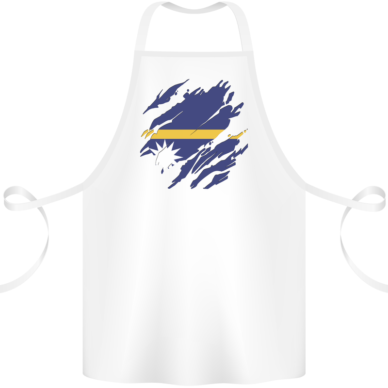 Torn Nauru Flag Nauruan Day Football Cotton Apron 100% Organic White