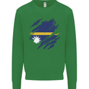 Torn Nauru Flag Nauruan Day Football Kids Sweatshirt Jumper Irish Green
