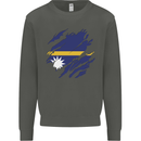 Torn Nauru Flag Nauruan Day Football Kids Sweatshirt Jumper Storm Grey