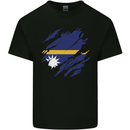 Torn Nauru Flag Nauruan Day Football Kids T-Shirt Childrens Black