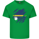 Torn Nauru Flag Nauruan Day Football Kids T-Shirt Childrens Irish Green