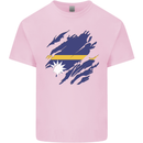 Torn Nauru Flag Nauruan Day Football Kids T-Shirt Childrens Light Pink