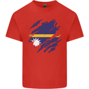 Torn Nauru Flag Nauruan Day Football Kids T-Shirt Childrens Red