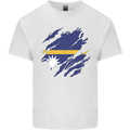 Torn Nauru Flag Nauruan Day Football Kids T-Shirt Childrens White