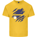 Torn Nauru Flag Nauruan Day Football Kids T-Shirt Childrens Yellow
