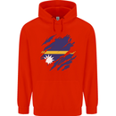 Torn Nauru Flag Nauruan Day Football Mens 80% Cotton Hoodie Bright Red