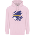 Torn Nauru Flag Nauruan Day Football Mens 80% Cotton Hoodie Light Pink