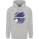 Torn Nauru Flag Nauruan Day Football Mens 80% Cotton Hoodie Sports Grey