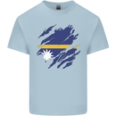 Torn Nauru Flag Nauruan Day Football Mens Cotton T-Shirt Tee Top Light Blue